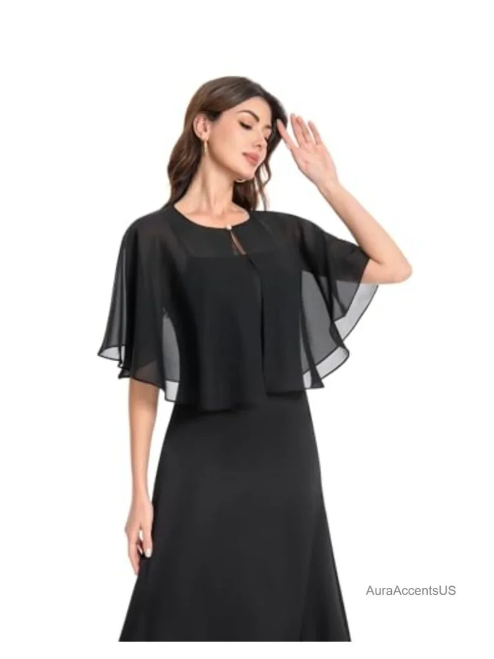 Women's Chiffon Capelet Shawl Wrap Elegant Lightweight